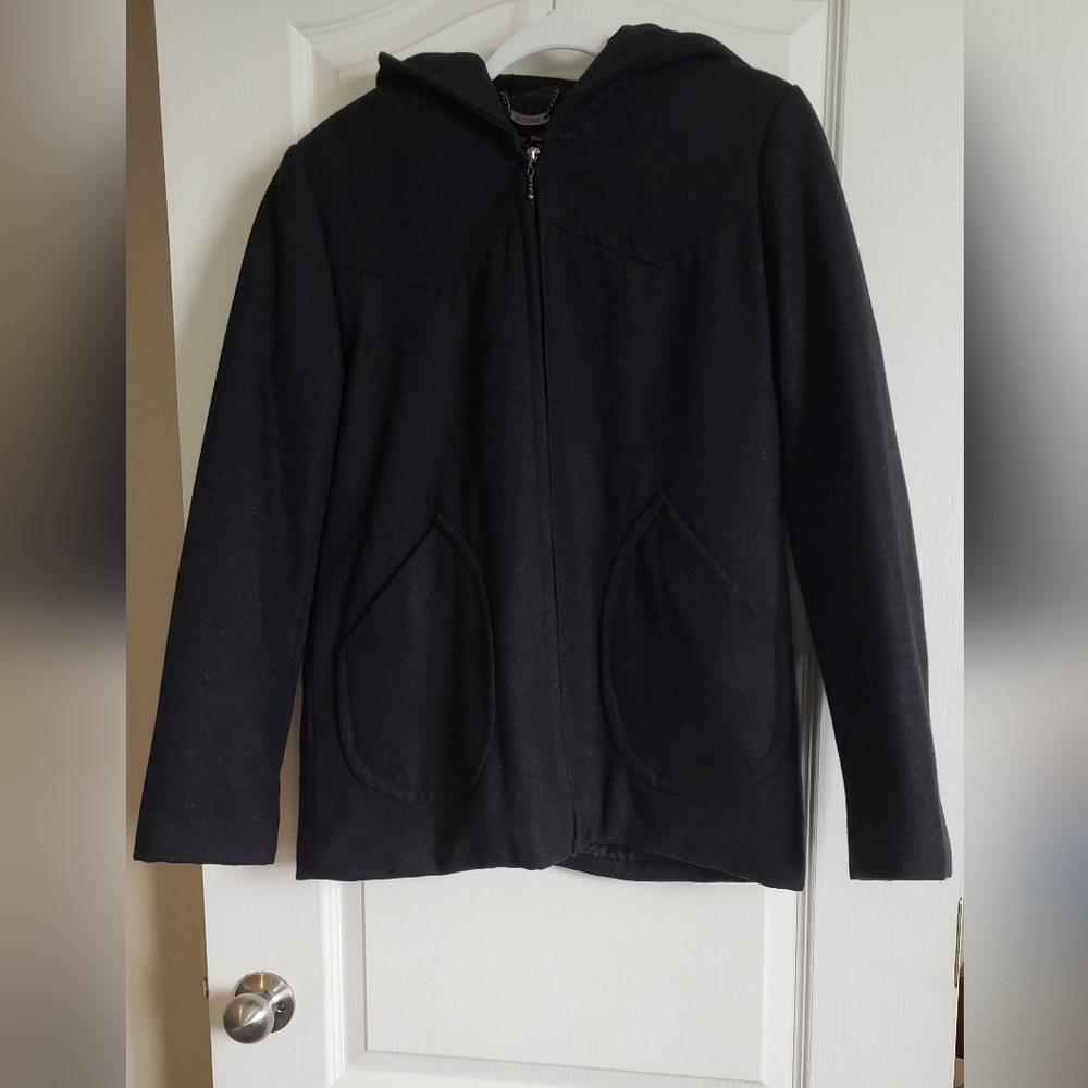 Ellabe basic Wool Hodie Jacket, Dark Grey. Size Medium.